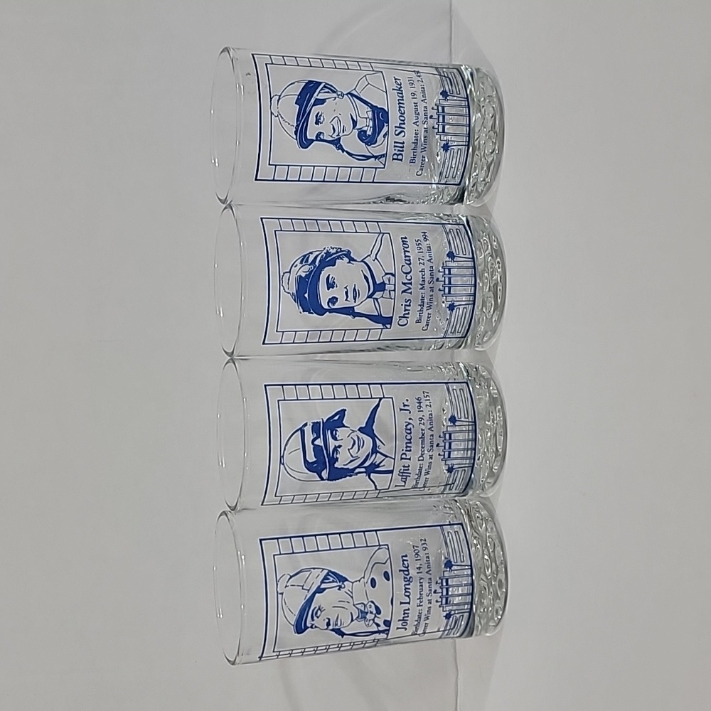 SANTA ANITA CALIFORNIA CUP GLASSES 8oz  SET 4 Jockey Career Wins
